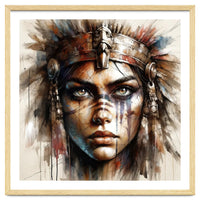Regal Warrior Woman Watercolor Portrait