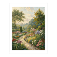 Enchanted English Cottage Garden Oil Painting (Print Only)