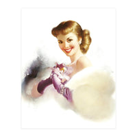 Beautiful Smiling Lady In White (Print Only)