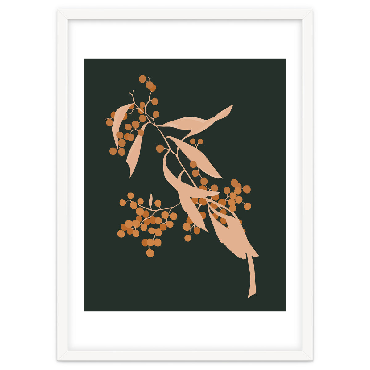 The Blooming Touch, Botanical Vintage Illustration, Dark Blush Bohemian Painting, Plants Nature Eclectic Classy Scandinavian