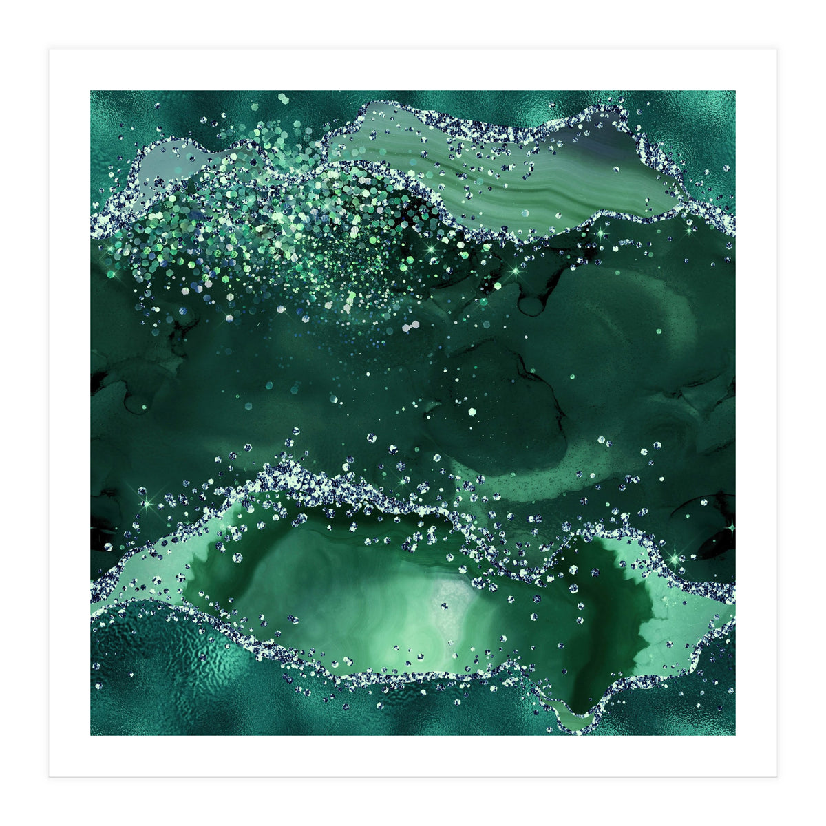 Emerald Glitter Agate Texture 04  (Print Only)