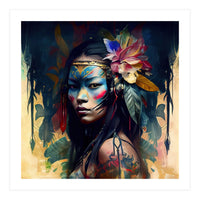 Floral Native Asian Warrior Portrait (Print Only)