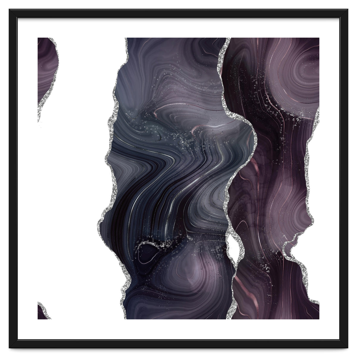 Black & Silver Glitter Agate Texture 06