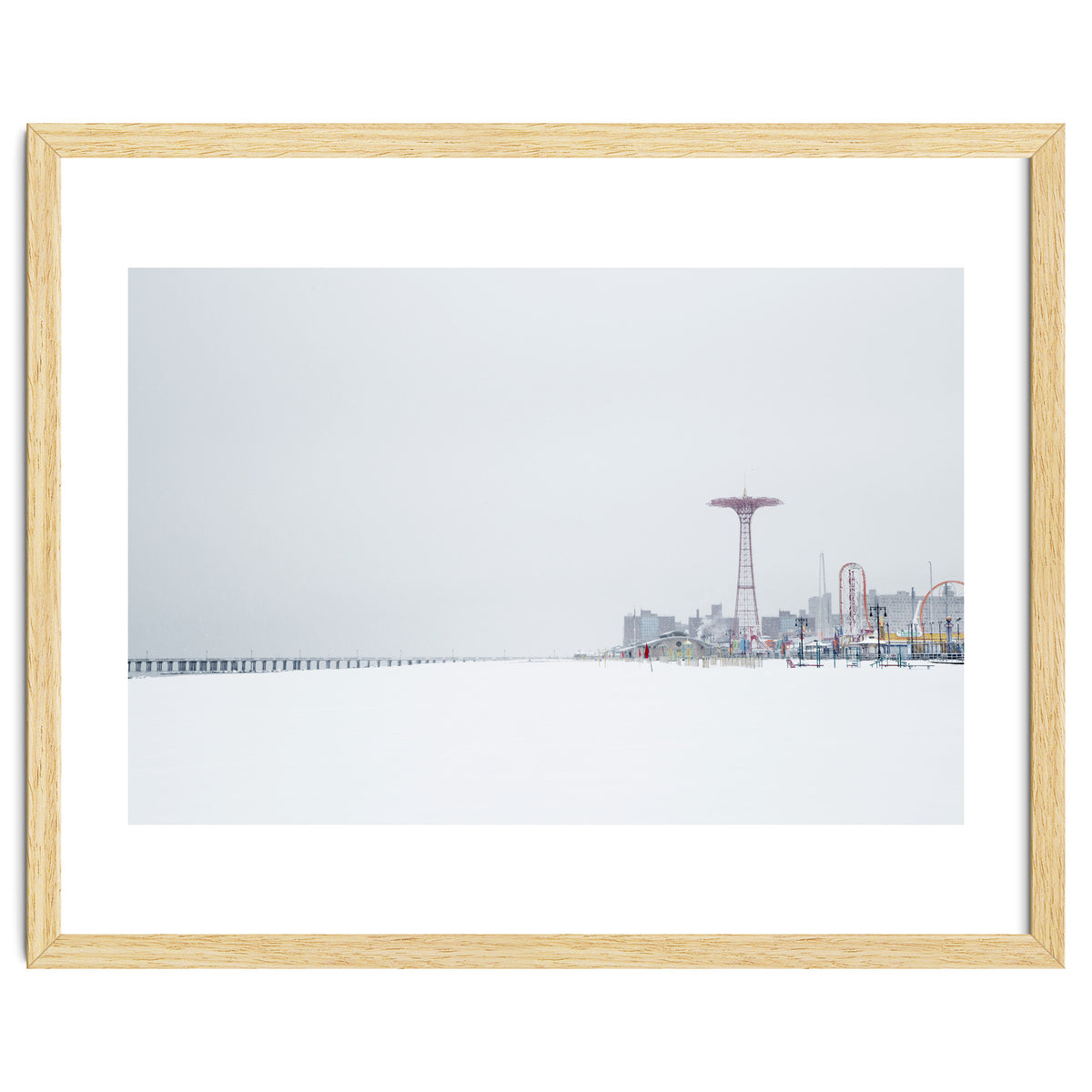 Amusement park in the winter seascape