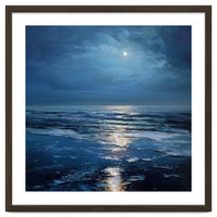 Midnight Blue Moonlit Seascape