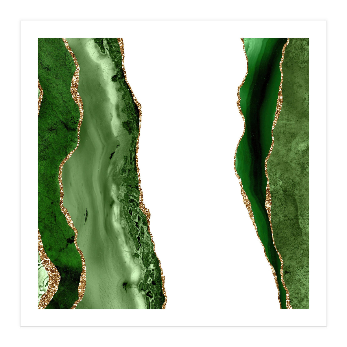 Green & Gold Agate Texture 20  (Print Only)