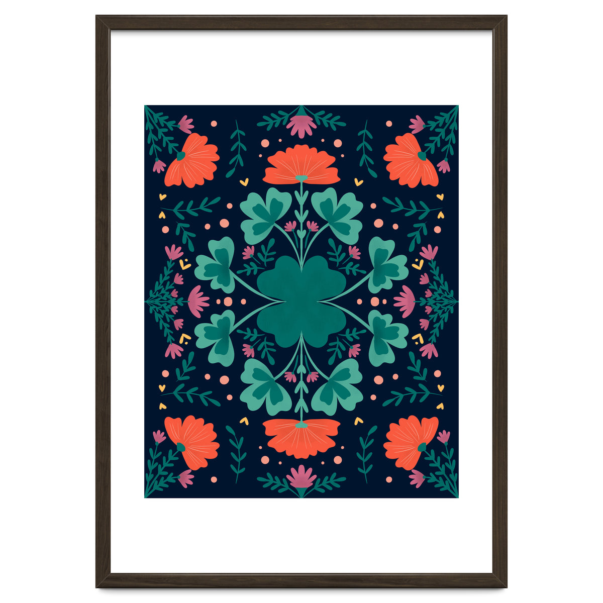 Clovers And Flowers Teal and Orange