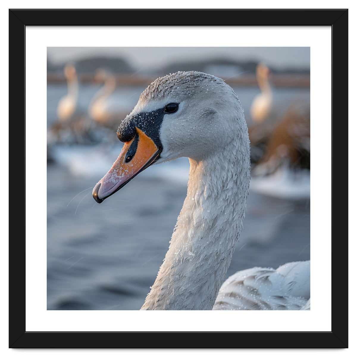 Majestic Swan Portrait In Snowy Waters
