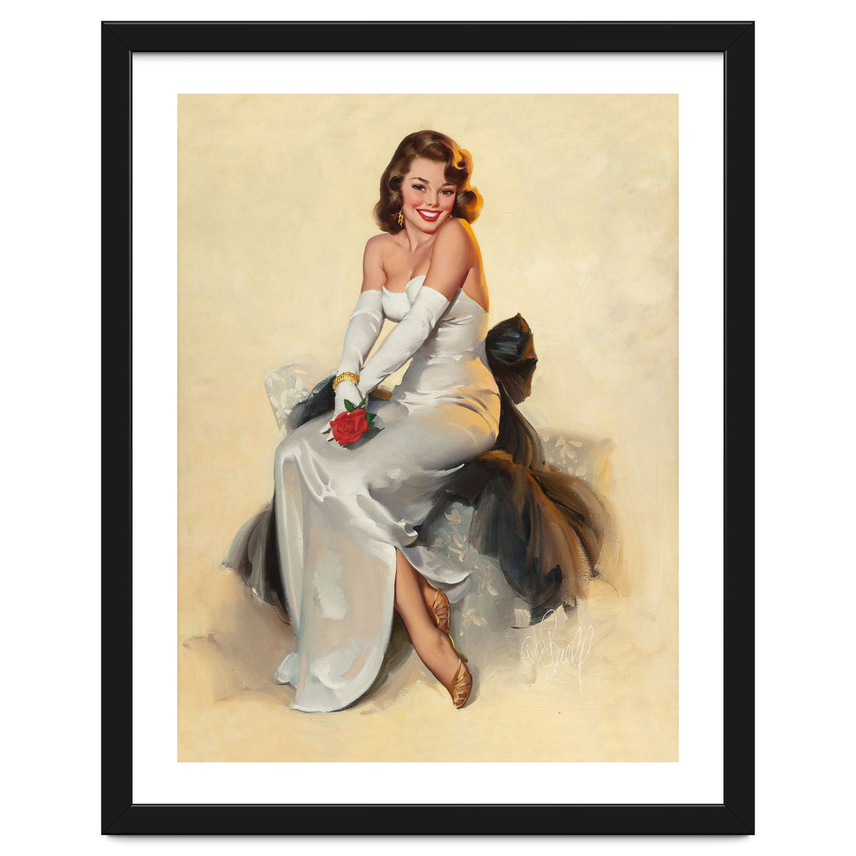 Smiling Young Woman Posing With Flower