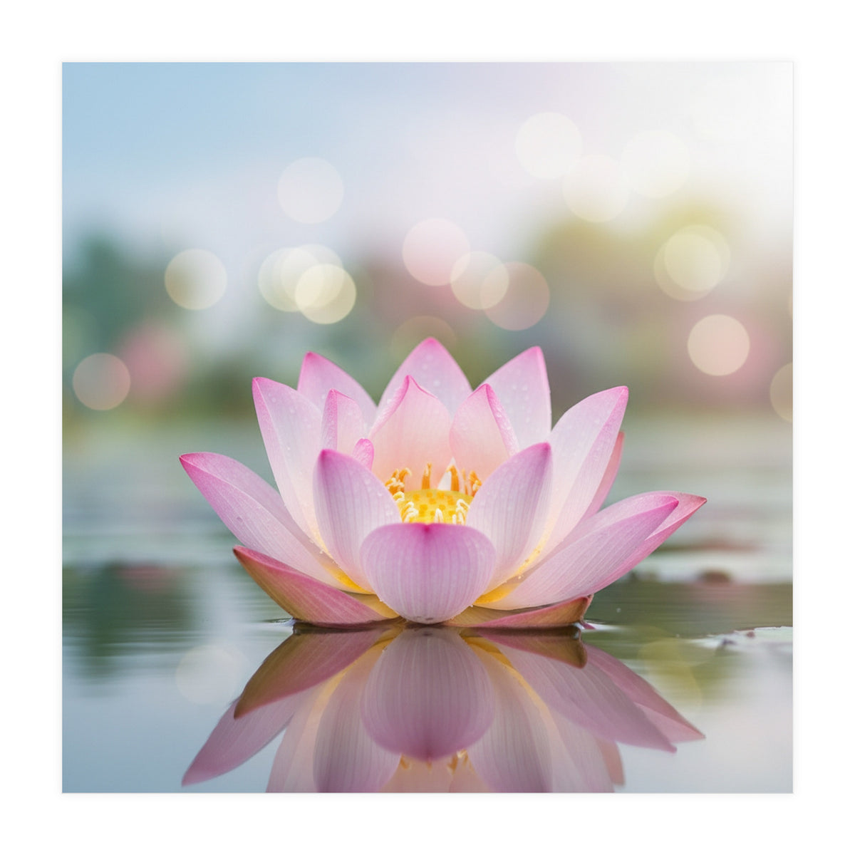 Ethereal Lotus Bloom: Serene Botanical Reflection (Print Only)