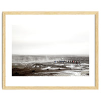 Tourists looking at the geyser - Iceland