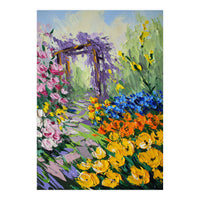 Sun-Drenched Garden Pergola Oil Painting (Print Only)