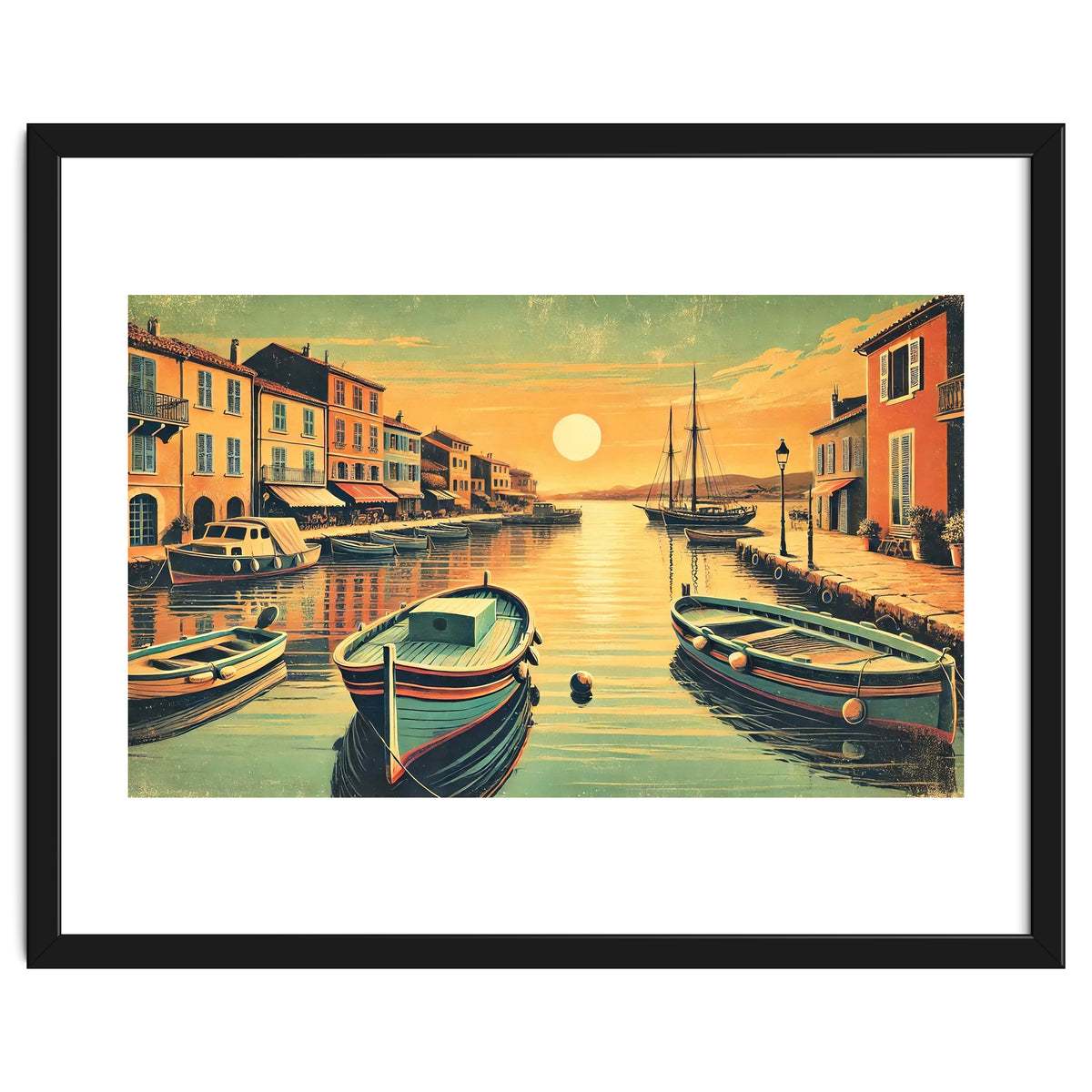 Vintage Harbor Sunset Poster