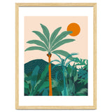Palm Vibes, Tropical Vintage Botanical Nature, Illustration Mountains Landscape Adventure, Pastel Plants Wild Jungle Boho Forest thumbnail
