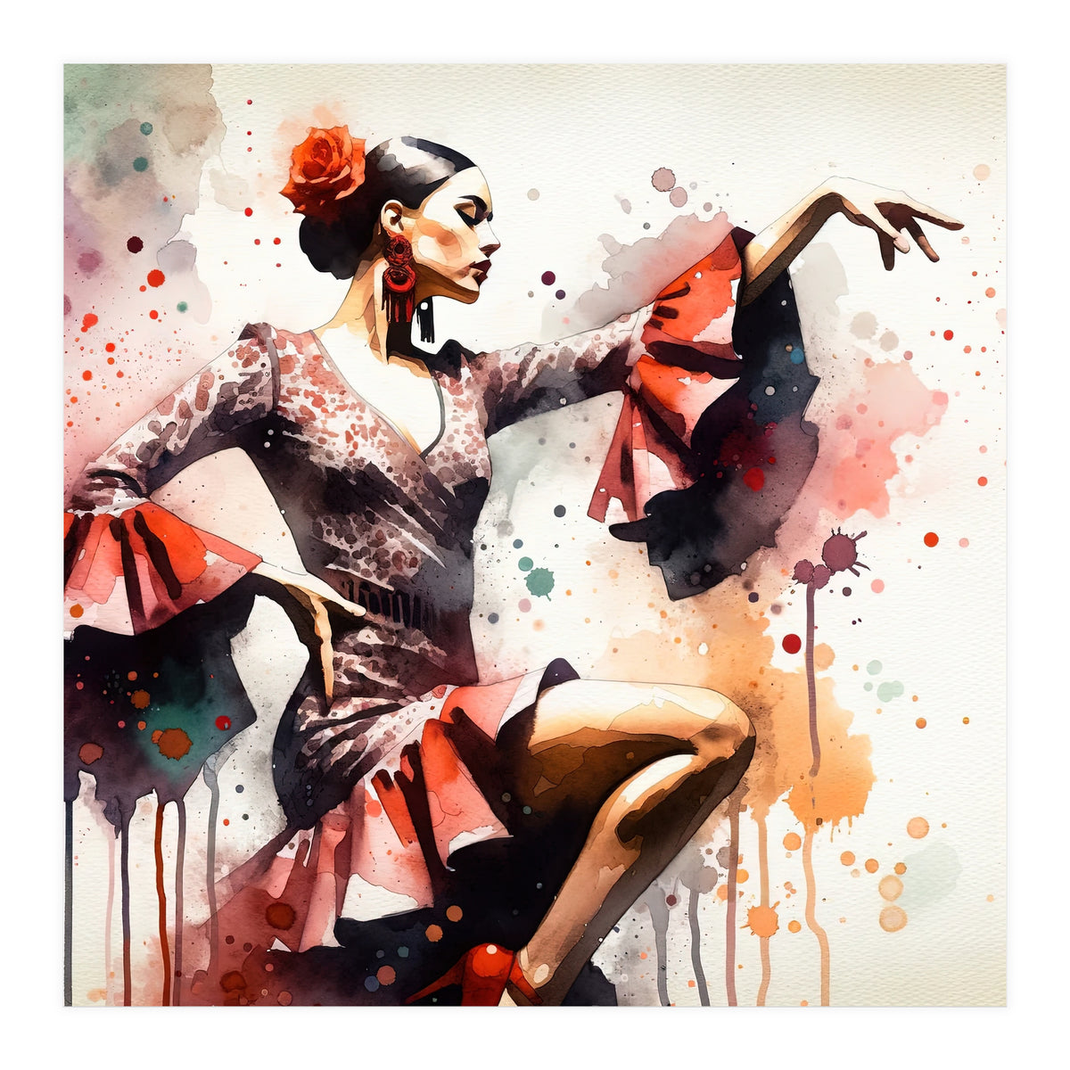 Scarlet Flamenco Side Pose (Print Only)