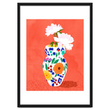 The Flowerpot, Floral Nature Watercolor Painting, Eclectic Bohemian Blossom Plants, Maximalism Contemporary Boho thumbnail