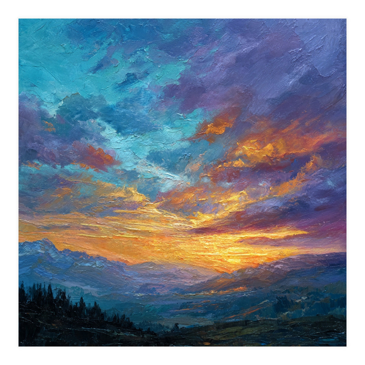Ethereal Alpine Sunset Over Distant Peaks (Print Only)