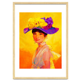 Audrey Hepburn Pop Art, Vibrant Floral Hat Portrait, Iconic Movie Star Illustration thumbnail