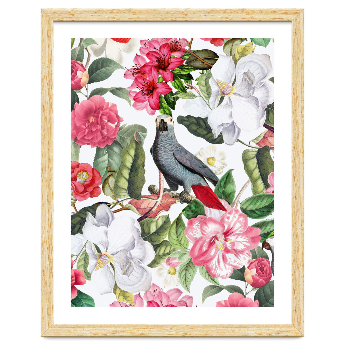 Vintage Cockatoo in Flower Jungle