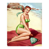Smiling Pinup Sexy Girl On The Beach (Print Only) thumbnail