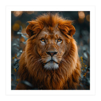Majestic Lion Portrait Intense Gaze Wildlife (Print Only)