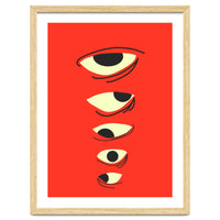 Abstract Eyes on Red Background