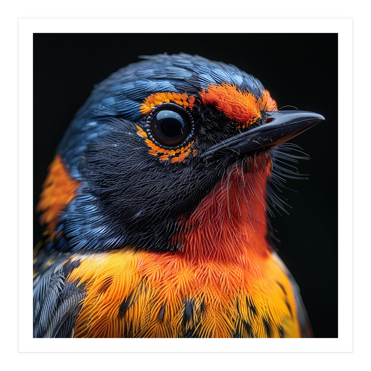 Vibrant Bird With Orange And Blue Plumage (Print Only)