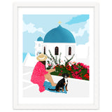 Greek Staycation, Pets Santorini Tropical Summer Travel, Dog White Buildings Architecture Fashion Bohemian thumbnail