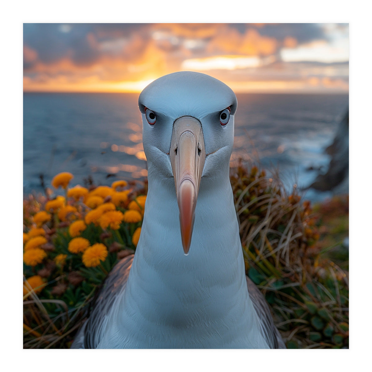 Albatross Bird With Intense Gaze By The Sea (Print Only)