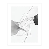 Abstract Black And White Flowing Lines And Shapes On White Background (Print Only) thumbnail