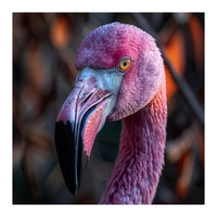 Close Up Of A Pink Flamingo Bird Face (Print Only)