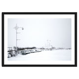 Street light and Bench in Winter snowscape thumbnail