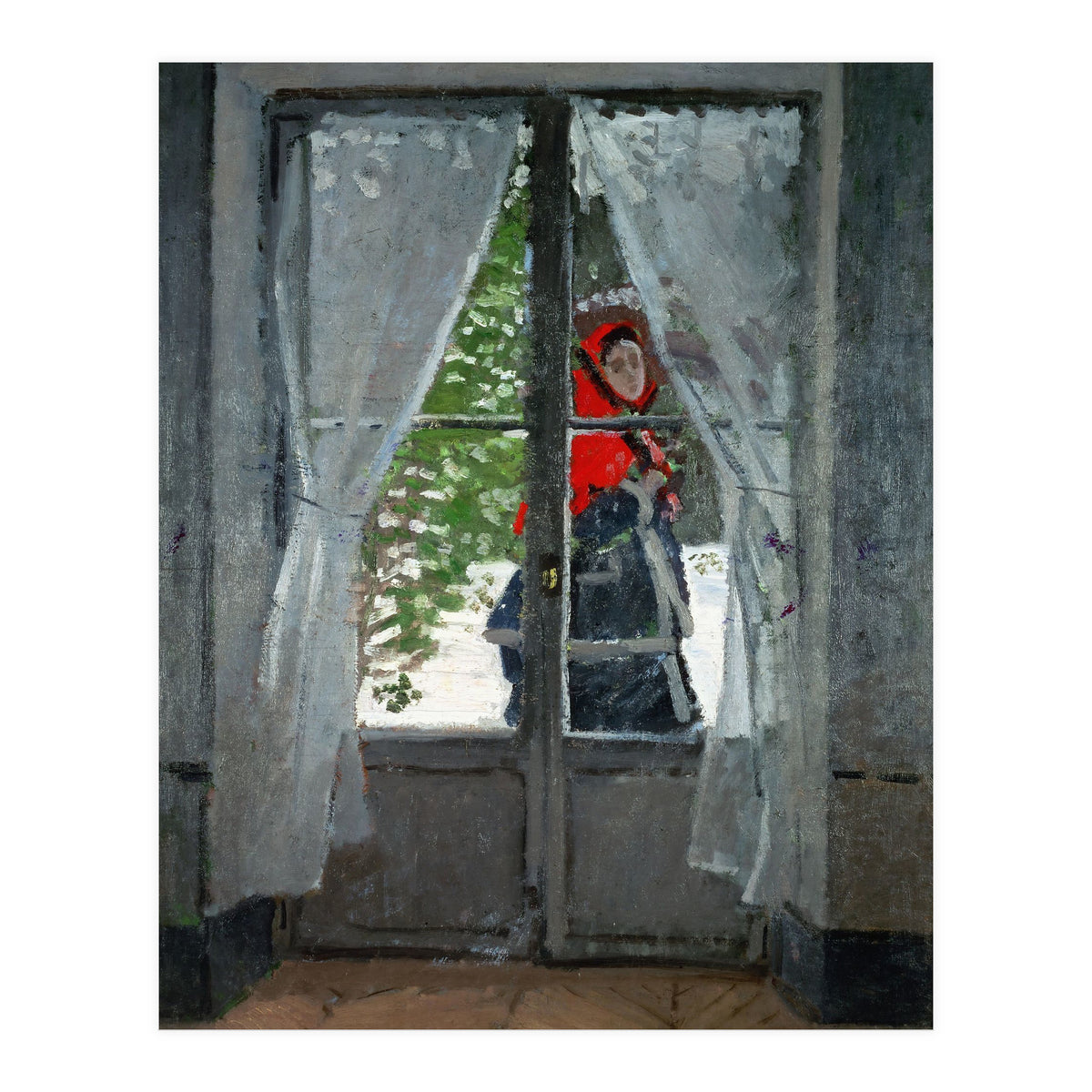 Mme. Monet with a red hat called &quot; The Red Kerchief&quot, ca. 1870. (Print Only)