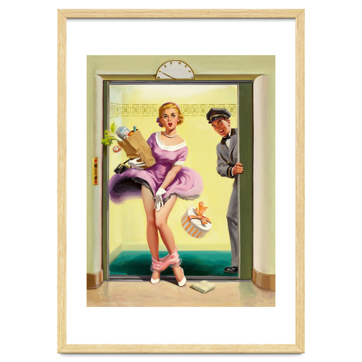 Pinup Sexy Girl Had Accident While Leaving The Elevator