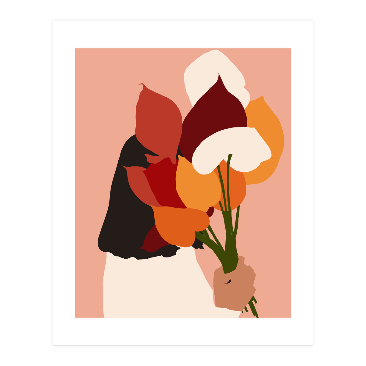 The Comfort Zone, Pastel Bohemian Woman, Floral Self Care Self Love Positivity Growth, Eclectic Boho Concept (Print Only)