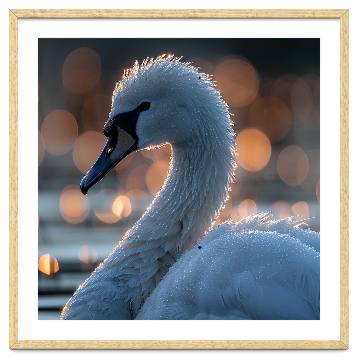 Close-up Shot of a Swan with Water Droplets