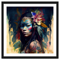 Floral Native Asian Warrior Portrait