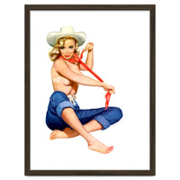Pinup Texas Girl With White Cowboy Hat