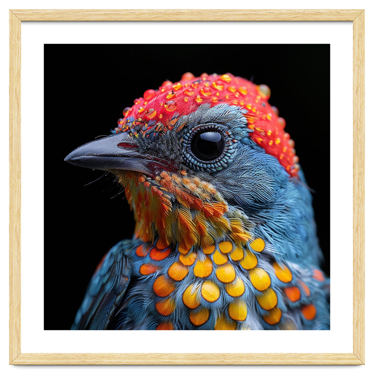 Close Up Of Colorful Bird With Water Droplets