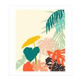 Tropical Nature, Botanical Pastel Jungle Plants Illustration, Minimal Bohemian Palm Monstera Forest (Print Only) thumbnail