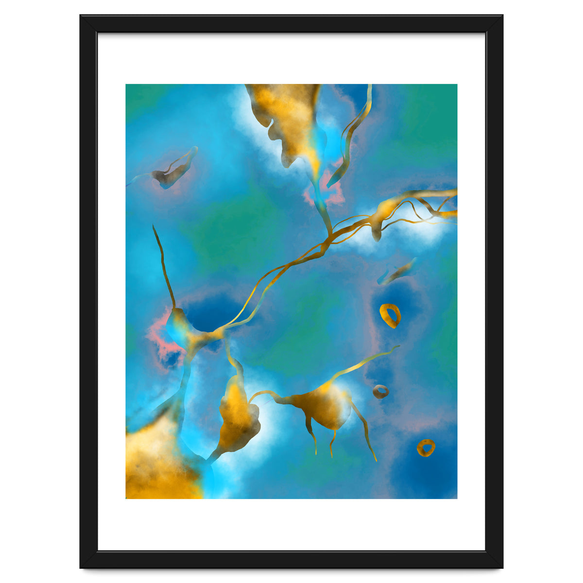 In My Veins, Abstract Marble Gold Texture, Eclectic Painting Resin Bohemian, Contemporary Luxe Chic Luxury