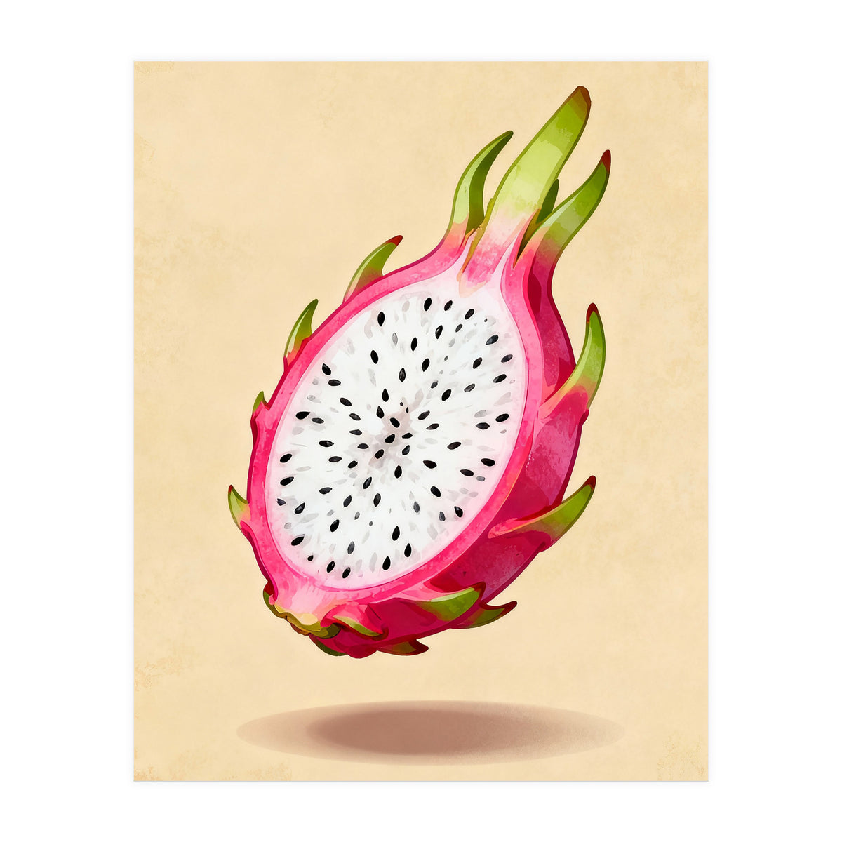 Dragonfruit, Watercolor Illustration, Tropical Pink Art (Print Only)