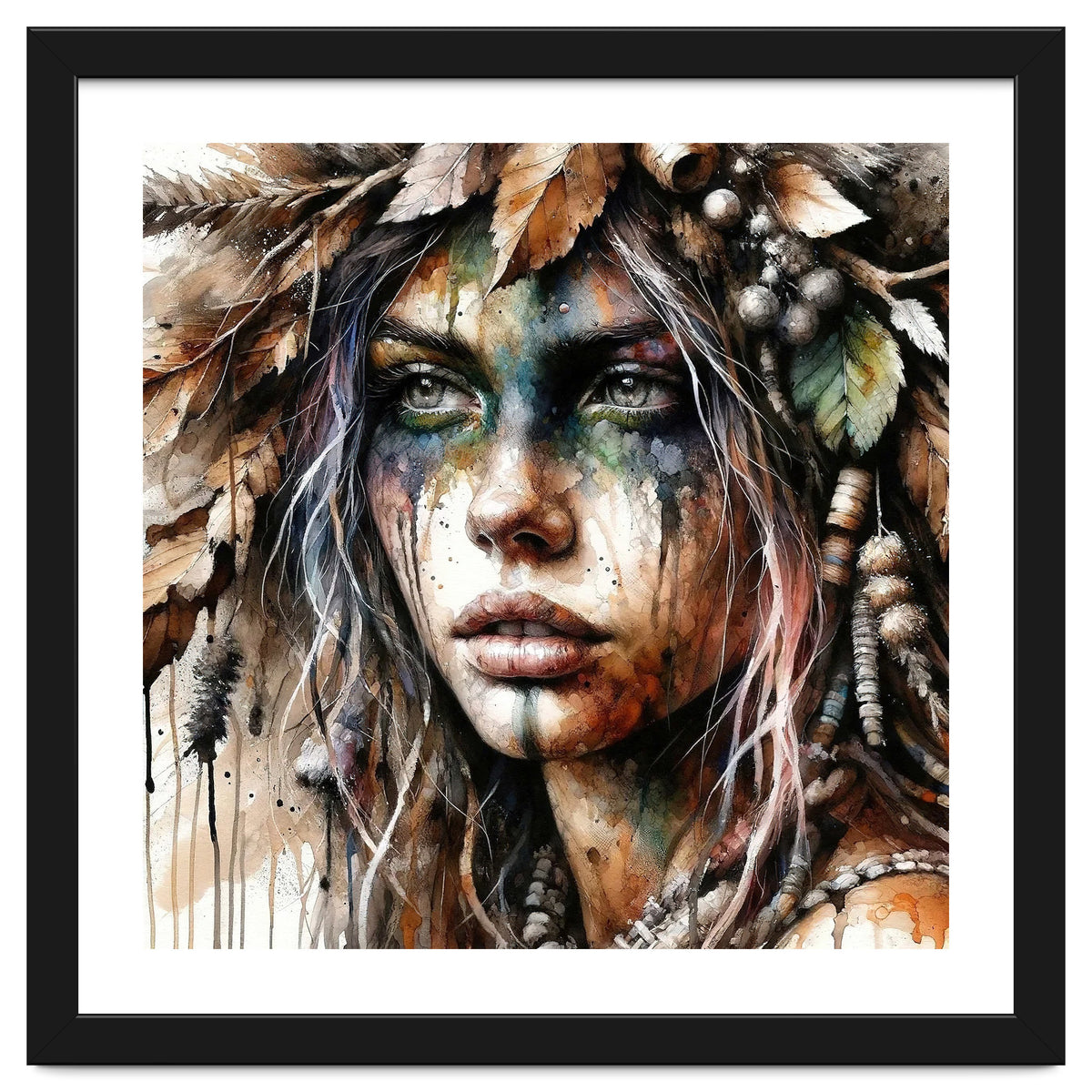 Autumn Leaf Druid Woman Portrait