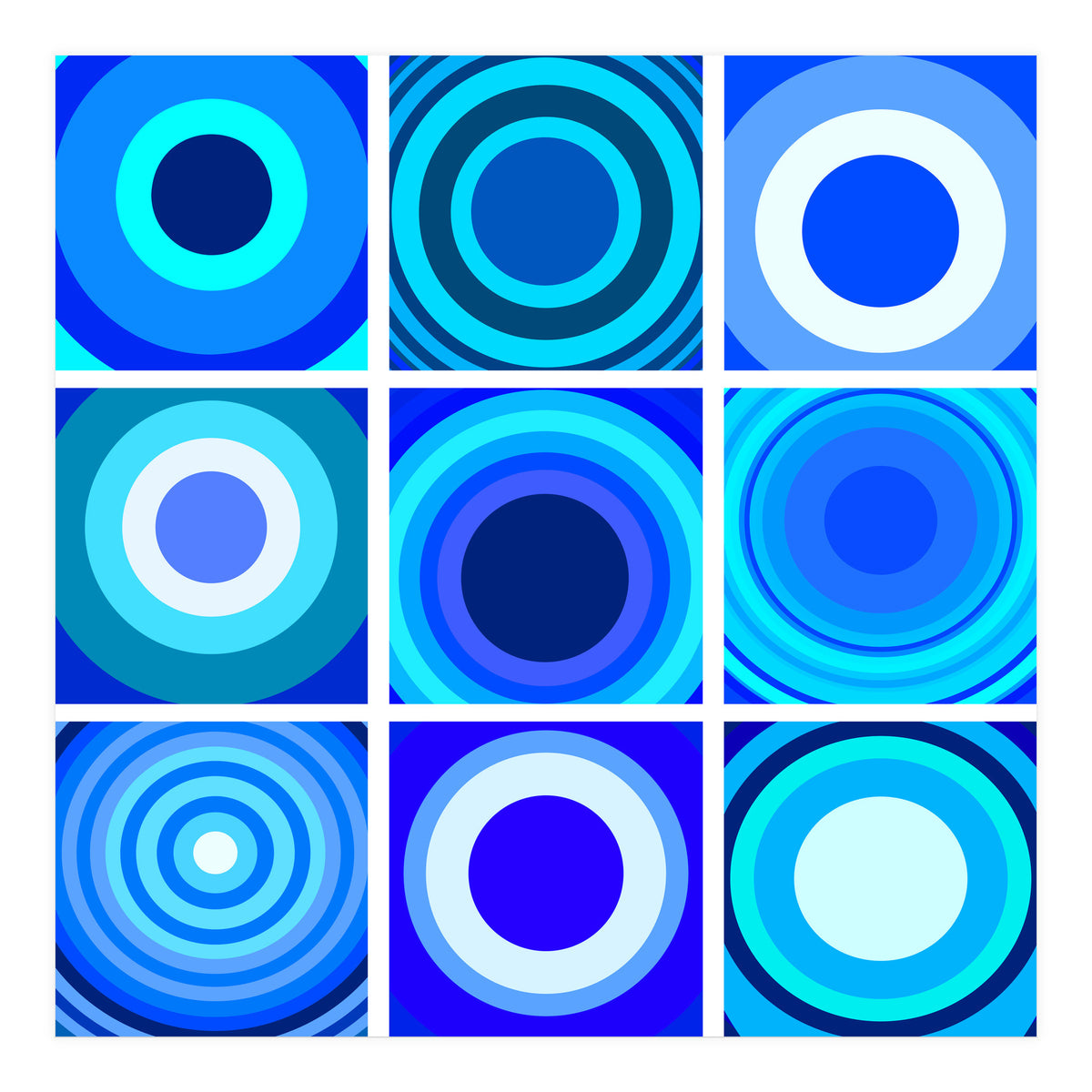 Circles & Rectangles Alt Blue 3 X 3: 4 (Print Only)