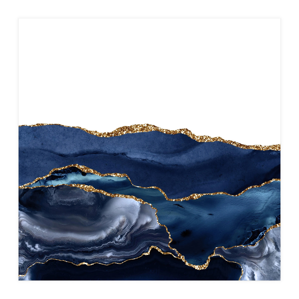 Navy & Gold Agate Texture 21  (Print Only)