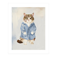 Sir James fluffy Tom cat in his blue pajamas oils (Print Only)