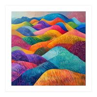Vibrant Rainbow Rolling Hills Landscape (Print Only)