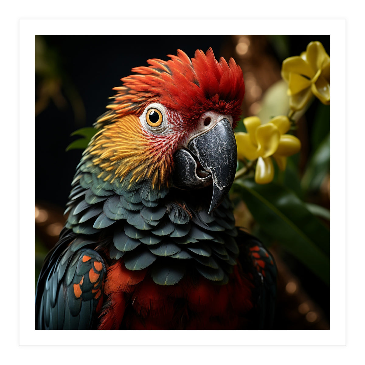 Vibrant Macaw Parrot With Red And Yellow (Print Only)