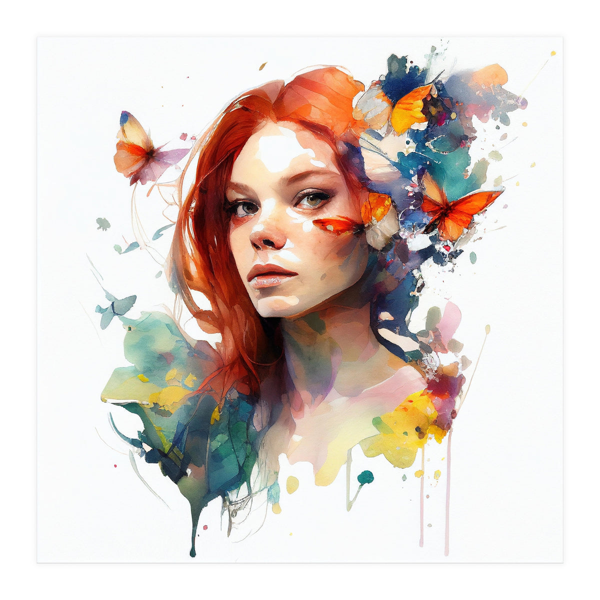 Red Hair Butterfly Reverie (Print Only)