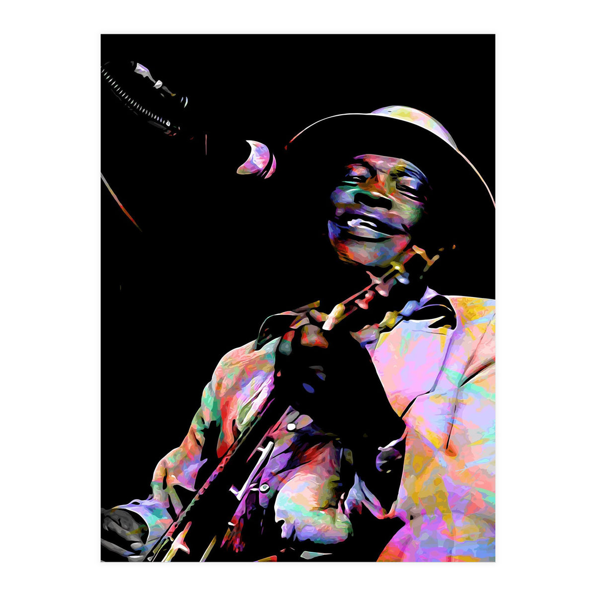 John Lee Hooker American Blues Guitarist Colorful Art (Print Only)